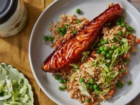 Garlic Ginger Salmon with fried rice