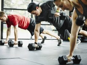 three people training together