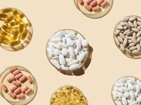 supplements in bowls placed on a table